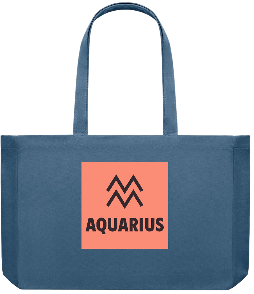 Zodiac Aquarius Design - Premium large recycled shopping tote bag_BLUE_front