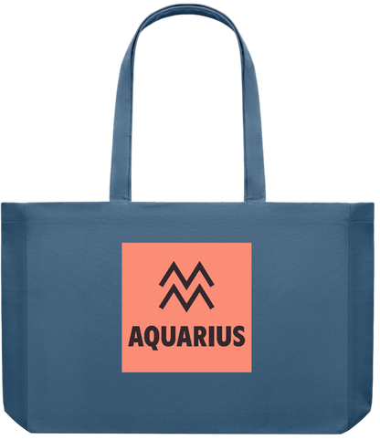 Zodiac Aquarius Design - Premium large recycled shopping tote bag_BLUE_front