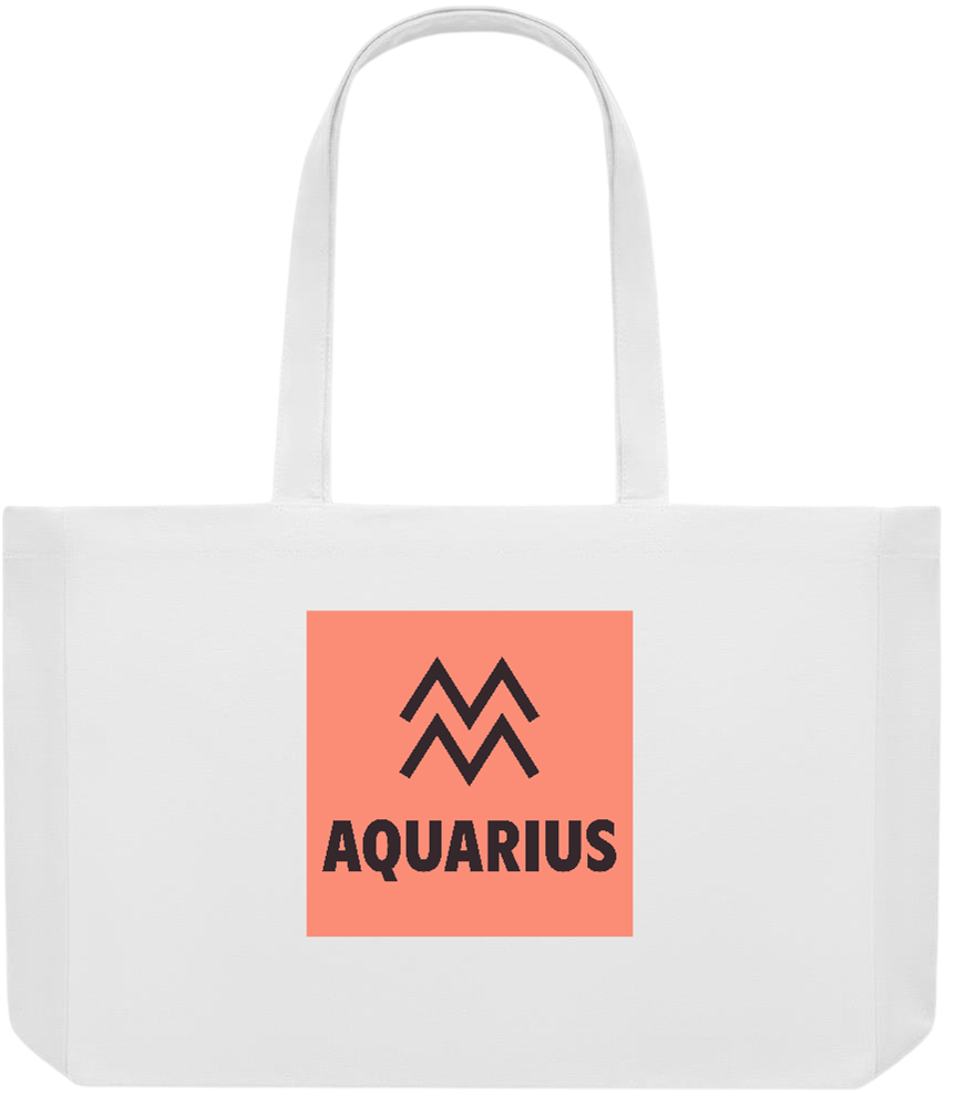 Zodiac Aquarius Design - Premium large recycled shopping tote bag_WHITE_front