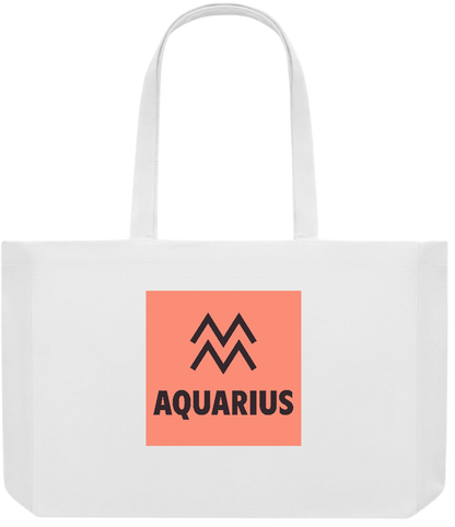 Zodiac Aquarius Design - Premium large recycled shopping tote bag_WHITE_front