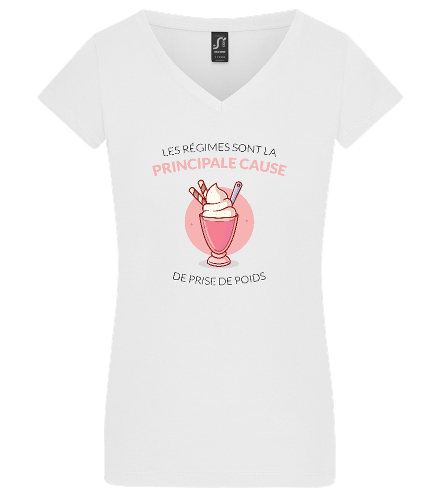 Cause For Weight Gain Design - Basic women's v-neck t-shirt_WHITE_front