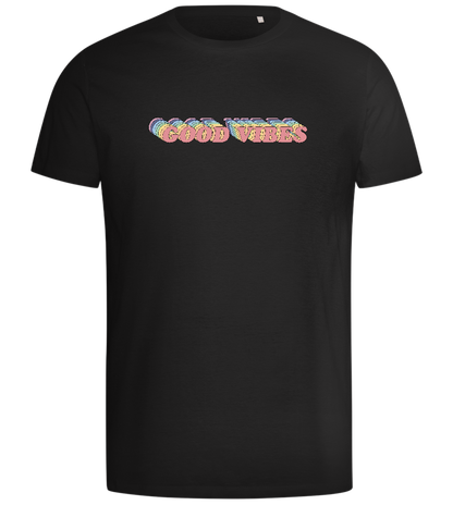 Good Vibes Rainbow Design - Comfort men's t-shirt_DEEP BLACK_front