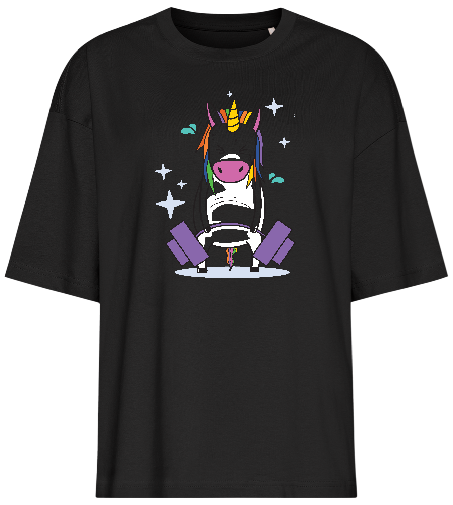 Deadlift Unicorn Design - Premium women's oversized t-shirt_DEEP BLACK_front