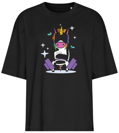 Deadlift Unicorn Design - Premium women's oversized t-shirt_DEEP BLACK_front