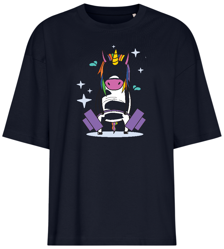 Deadlift Unicorn Design - Premium women's oversized t-shirt_FRENCH NAVY_front