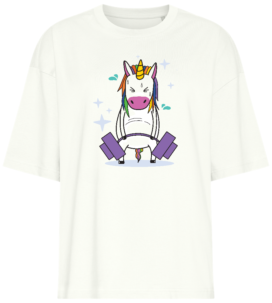 Deadlift Unicorn Design - Premium women's oversized t-shirt_OFF-WHITE_front