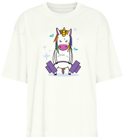 Deadlift Unicorn Design - Premium women's oversized t-shirt_OFF-WHITE_front