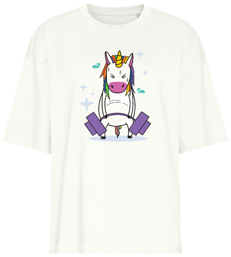 Deadlift Unicorn Design - Premium women's oversized t-shirt_OFF-WHITE_front