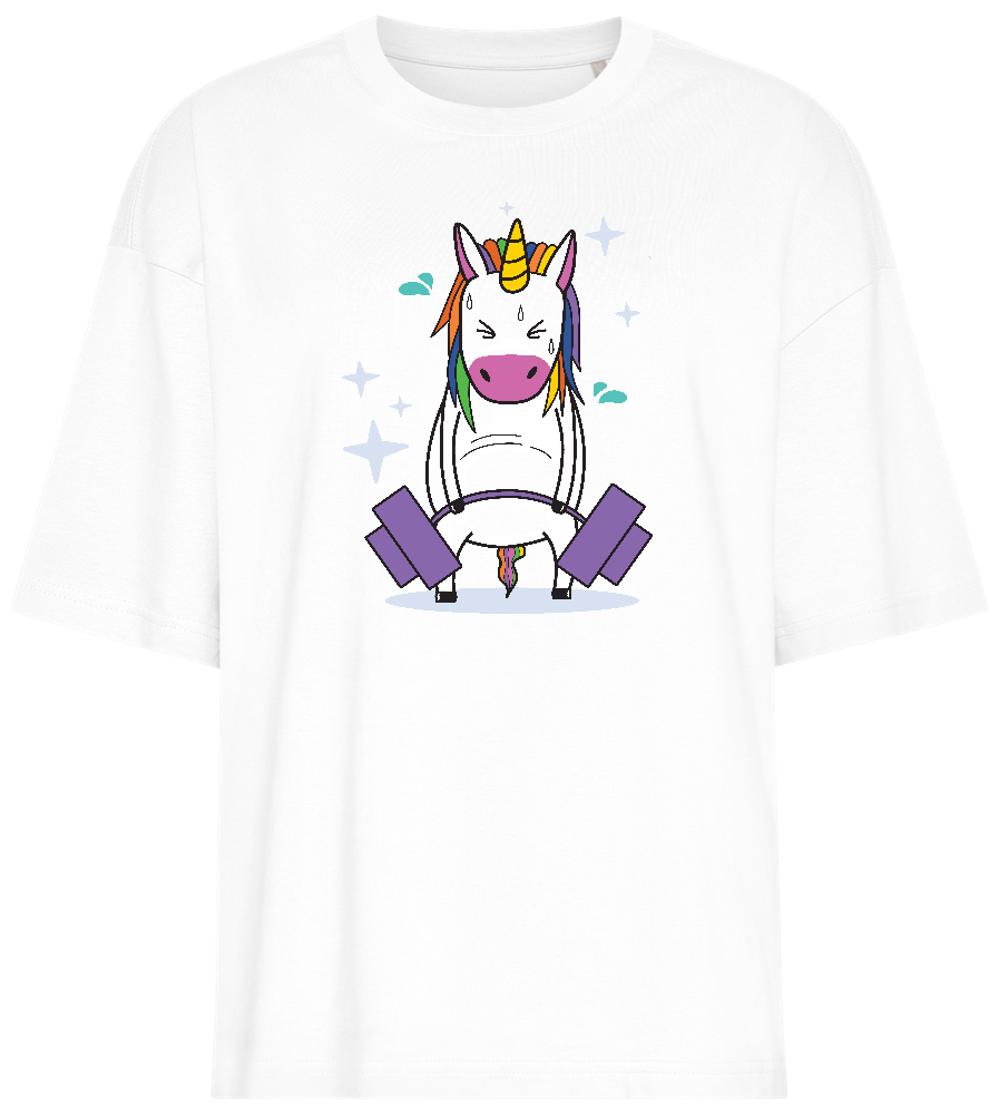 Deadlift Unicorn Design - Premium women's oversized t-shirt_WHITE_front