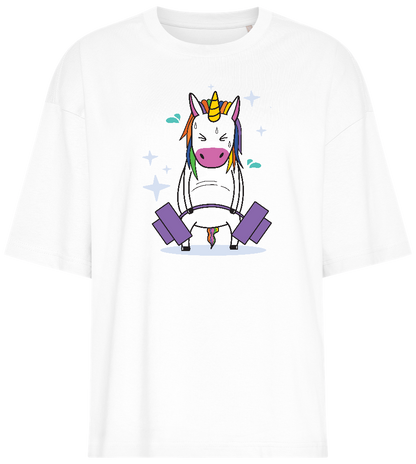 Deadlift Unicorn Design - Premium women's oversized t-shirt_WHITE_front