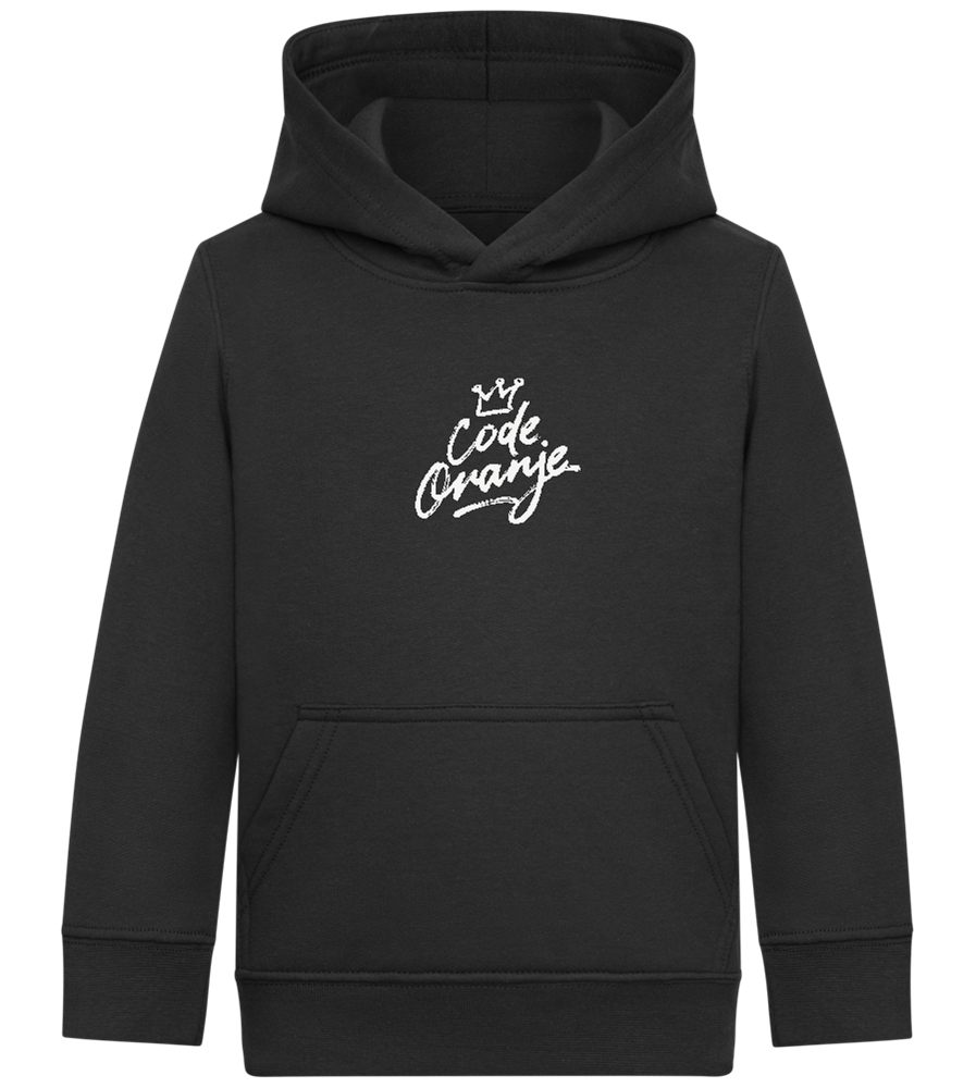 Code Oranje Kroontje Design - Comfort Kids Hoodie_BLACK_front