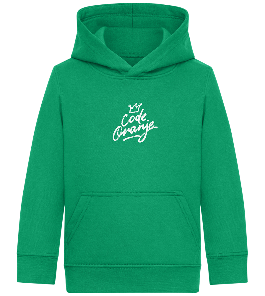 Code Oranje Kroontje Design - Comfort Kids Hoodie_MEADOW GREEN_front