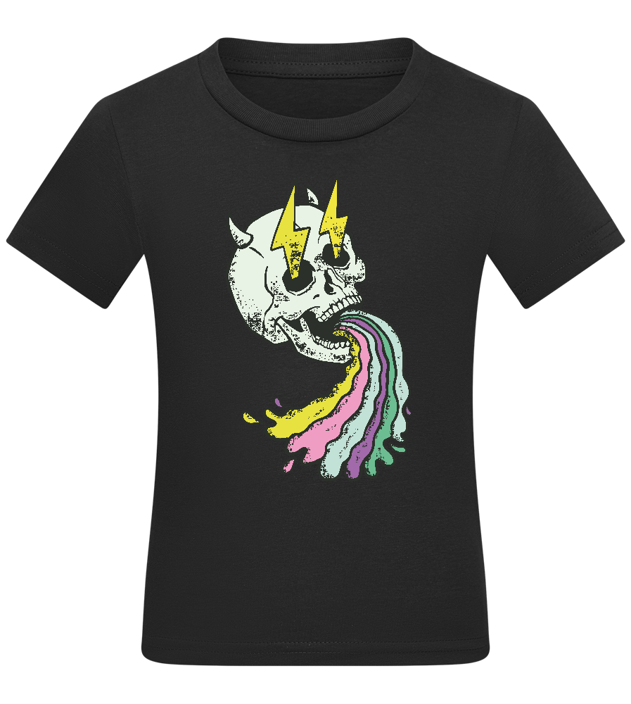 Rainbow Skull Thunders Design - Comfort kids fitted t-shirt_DEEP BLACK_front