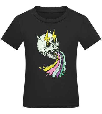 Rainbow Skull Thunders Design - Comfort kids fitted t-shirt_DEEP BLACK_front