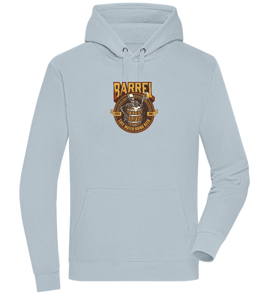 Save Water Drink Beer Barrel Design - Premium unisex hoodie_CREAMY BLUE_front