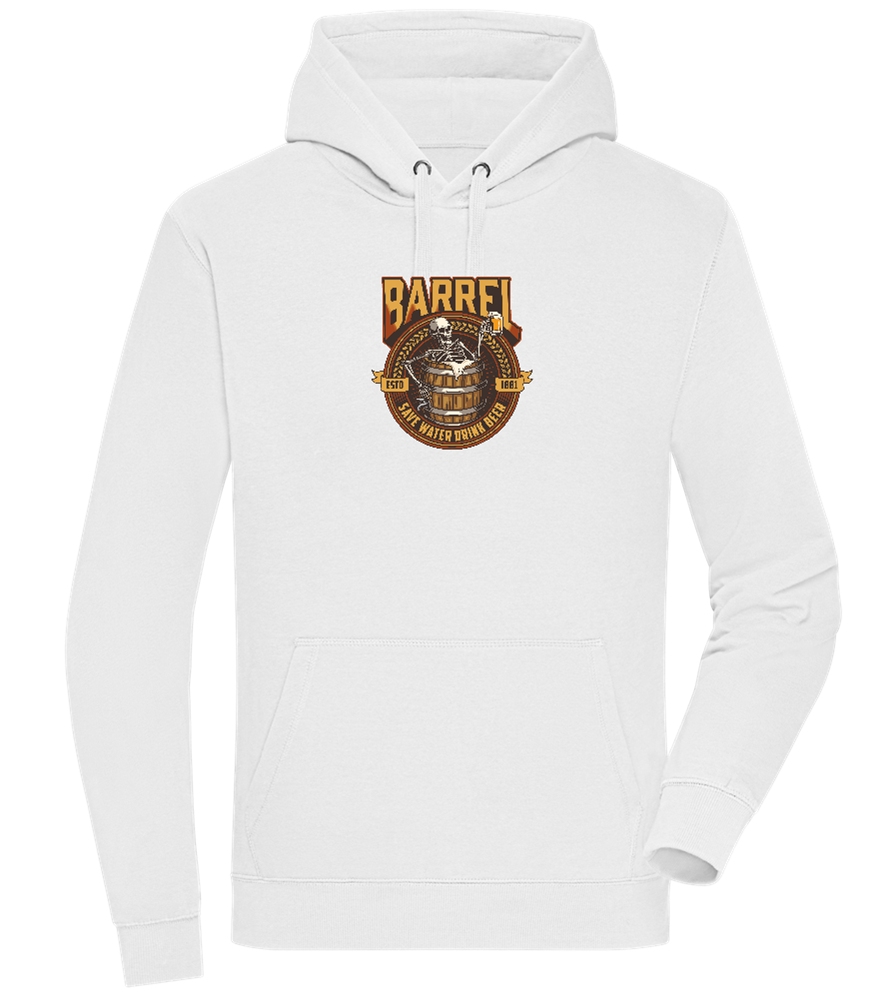 Save Water Drink Beer Barrel Design - Premium unisex hoodie_WHITE_front