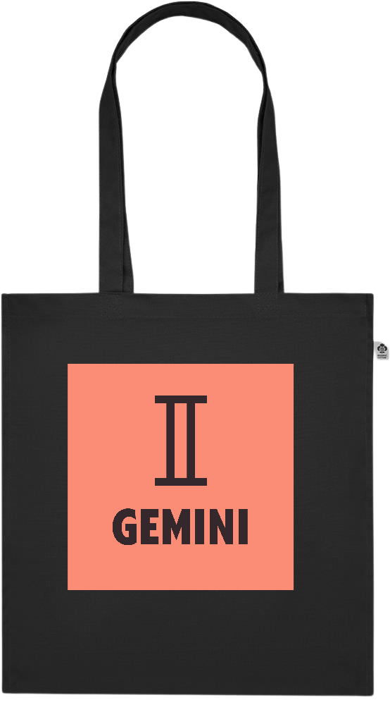 Zodiac Gemini Design - Premium colored organic cotton tote bag_BLACK_front