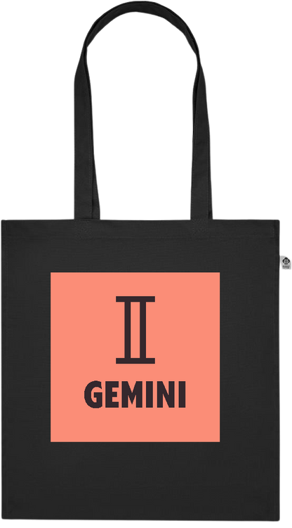 Zodiac Gemini Design - Premium colored organic cotton tote bag_BLACK_front