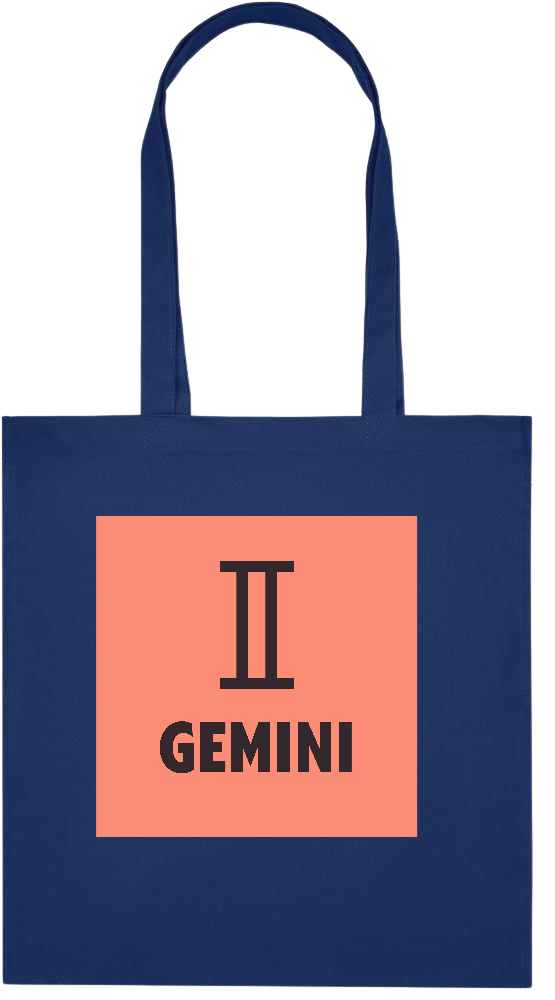 Zodiac Gemini Design - Premium colored organic cotton tote bag_BLUE_front