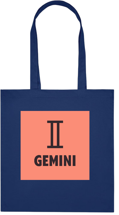 Zodiac Gemini Design - Premium colored organic cotton tote bag_BLUE_front