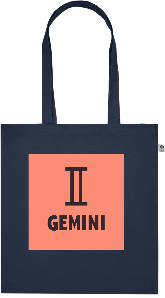 Zodiac Gemini Design - Premium colored organic cotton tote bag_FRENCH NAVY_front