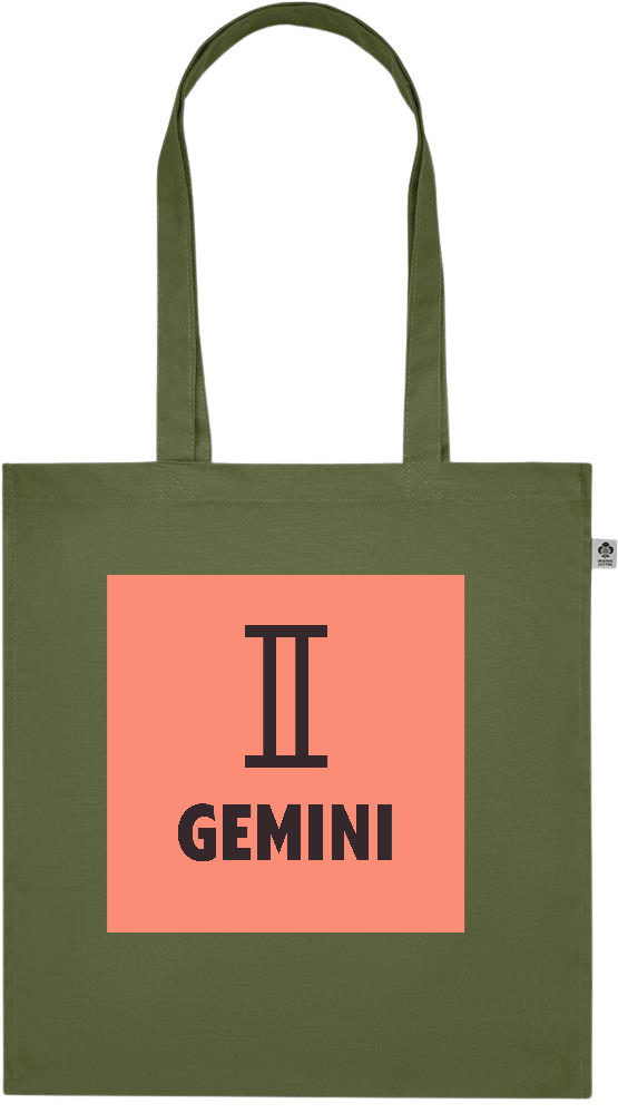 Zodiac Gemini Design - Premium colored organic cotton tote bag_GREEN_front