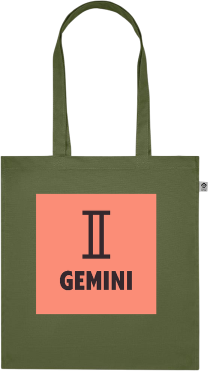 Zodiac Gemini Design - Premium colored organic cotton tote bag_GREEN_front