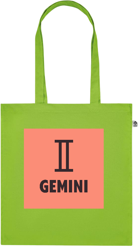 Zodiac Gemini Design - Premium colored organic cotton tote bag_LIME_front