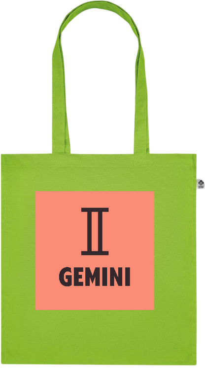 Zodiac Gemini Design - Premium colored organic cotton tote bag_LIME_front