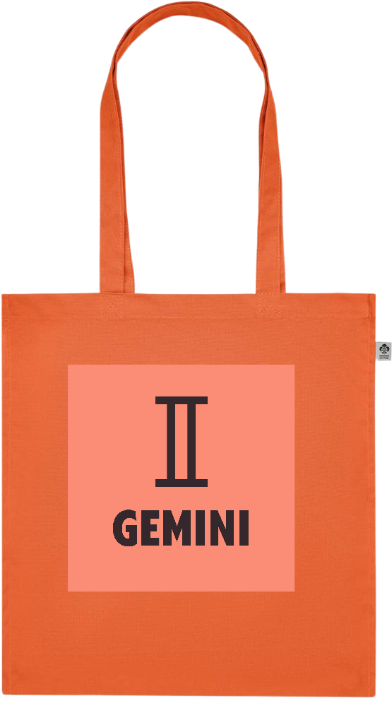 Zodiac Gemini Design - Premium colored organic cotton tote bag_ORANGE_front