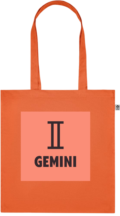 Zodiac Gemini Design - Premium colored organic cotton tote bag_ORANGE_front