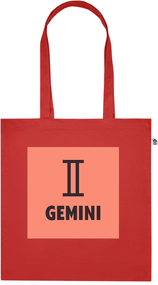 Zodiac Gemini Design - Premium colored organic cotton tote bag_RED_front