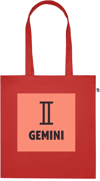 Zodiac Gemini Design - Premium colored organic cotton tote bag_RED_front