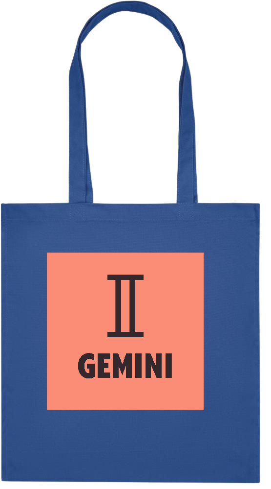 Zodiac Gemini Design - Premium colored organic cotton tote bag_ROYAL BLUE_front