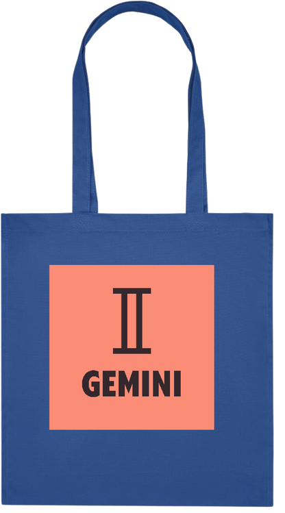 Zodiac Gemini Design - Premium colored organic cotton tote bag_ROYAL BLUE_front