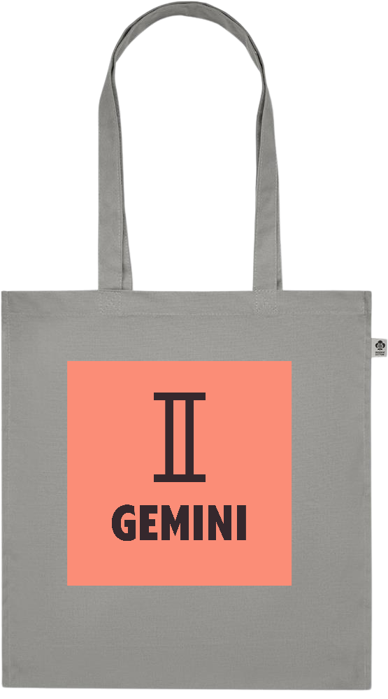 Zodiac Gemini Design - Premium colored organic cotton tote bag_STONE GREY_front