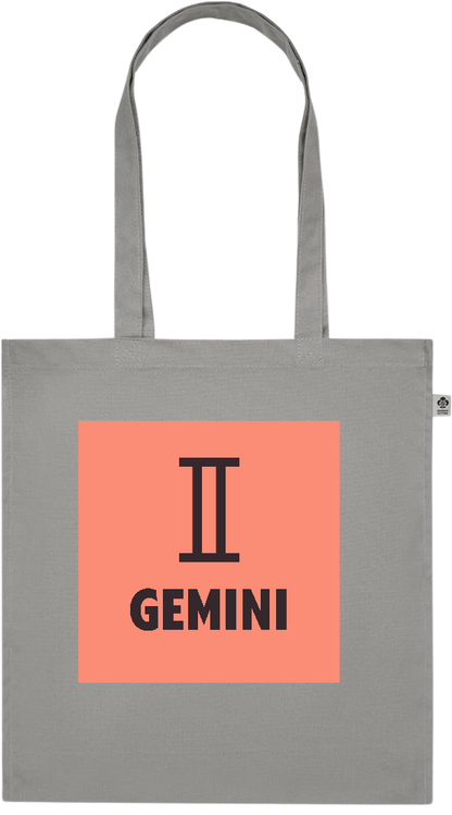 Zodiac Gemini Design - Premium colored organic cotton tote bag_STONE GREY_front