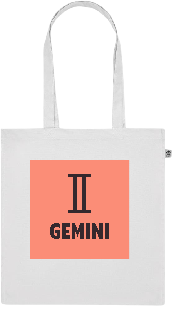 Zodiac Gemini Design - Premium colored organic cotton tote bag_WHITE_front