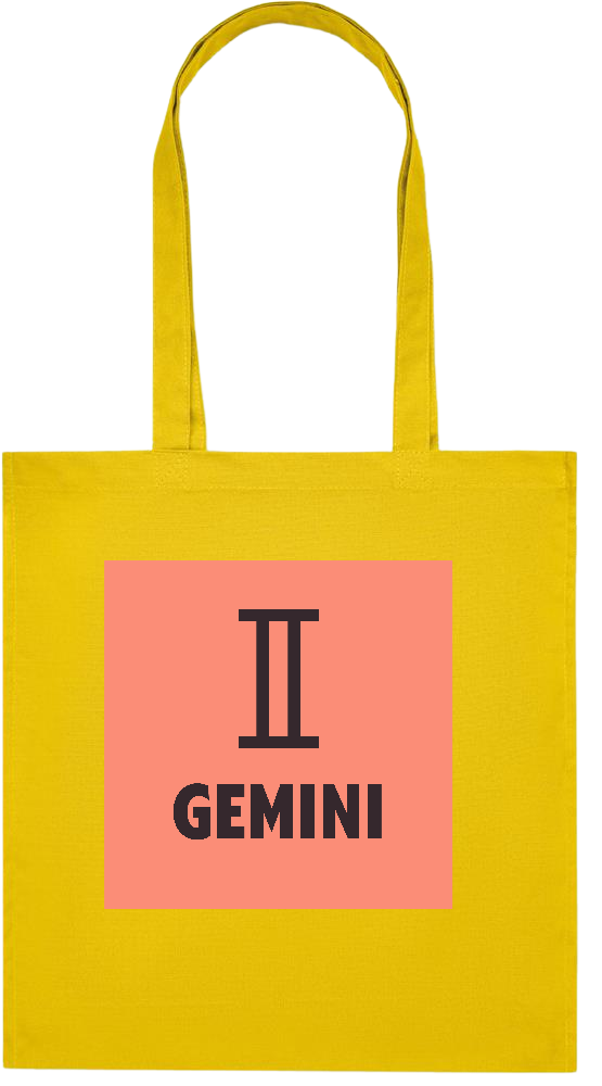 Zodiac Gemini Design - Premium colored organic cotton tote bag_YELLOW_front