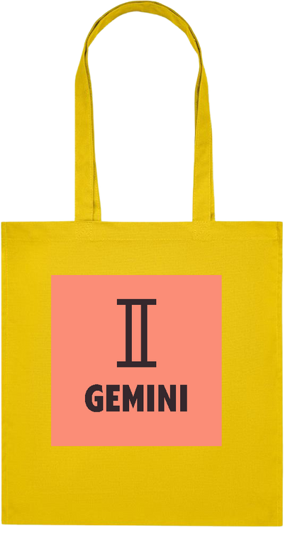 Zodiac Gemini Design - Premium colored organic cotton tote bag_YELLOW_front