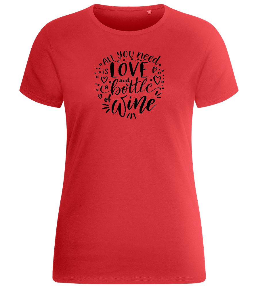 Love And Wine Design - Basic women's fitted t-shirt_RED_front