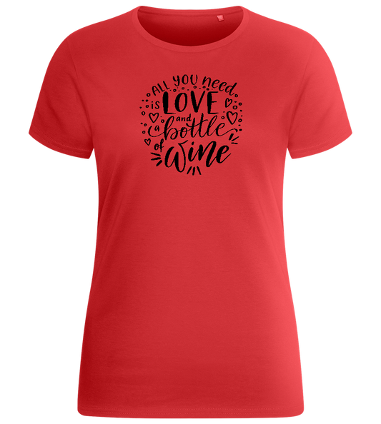 Love And Wine Design - Basic women's fitted t-shirt_RED_front