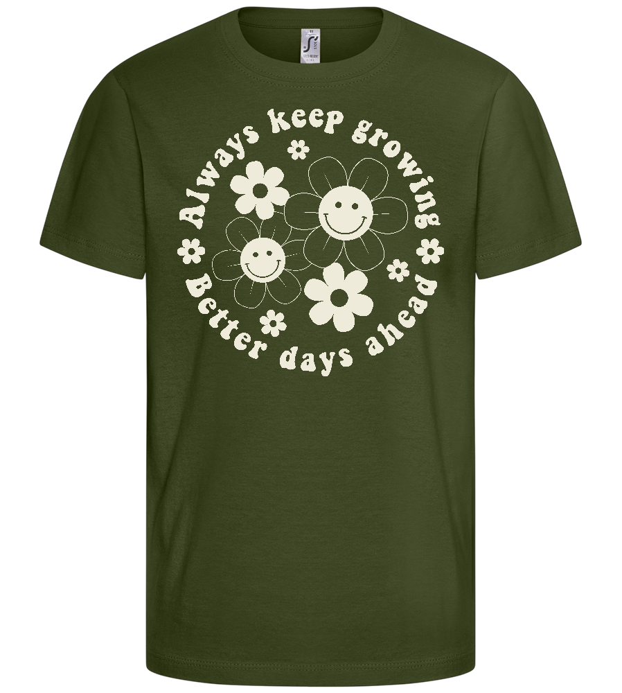 Keep Growing Smiley Design - Basic kids t-shirt_ARMY_front