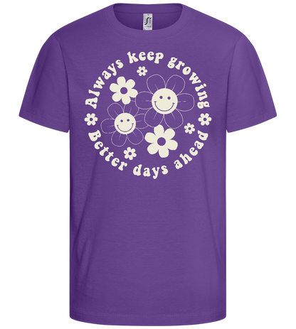 Keep Growing Smiley Design - Basic kids t-shirt_DARK PURPLE_front