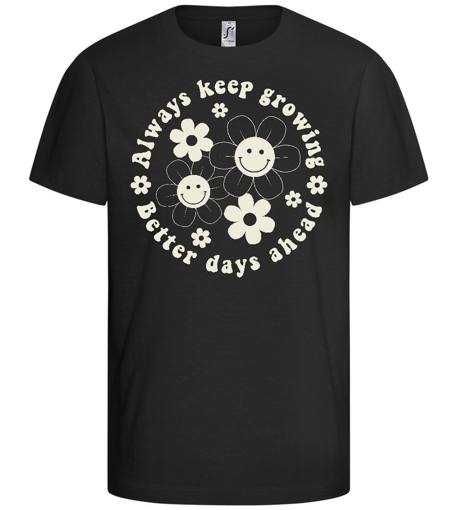 Keep Growing Smiley Design - Basic kids t-shirt_DEEP BLACK_front