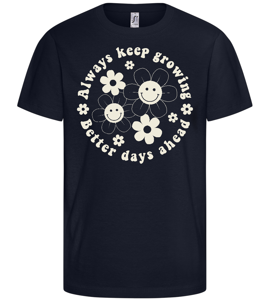 Keep Growing Smiley Design - Basic kids t-shirt_FRENCH NAVY_front