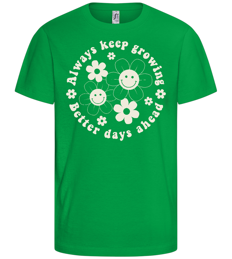 Keep Growing Smiley Design - Basic kids t-shirt_MEADOW GREEN_front