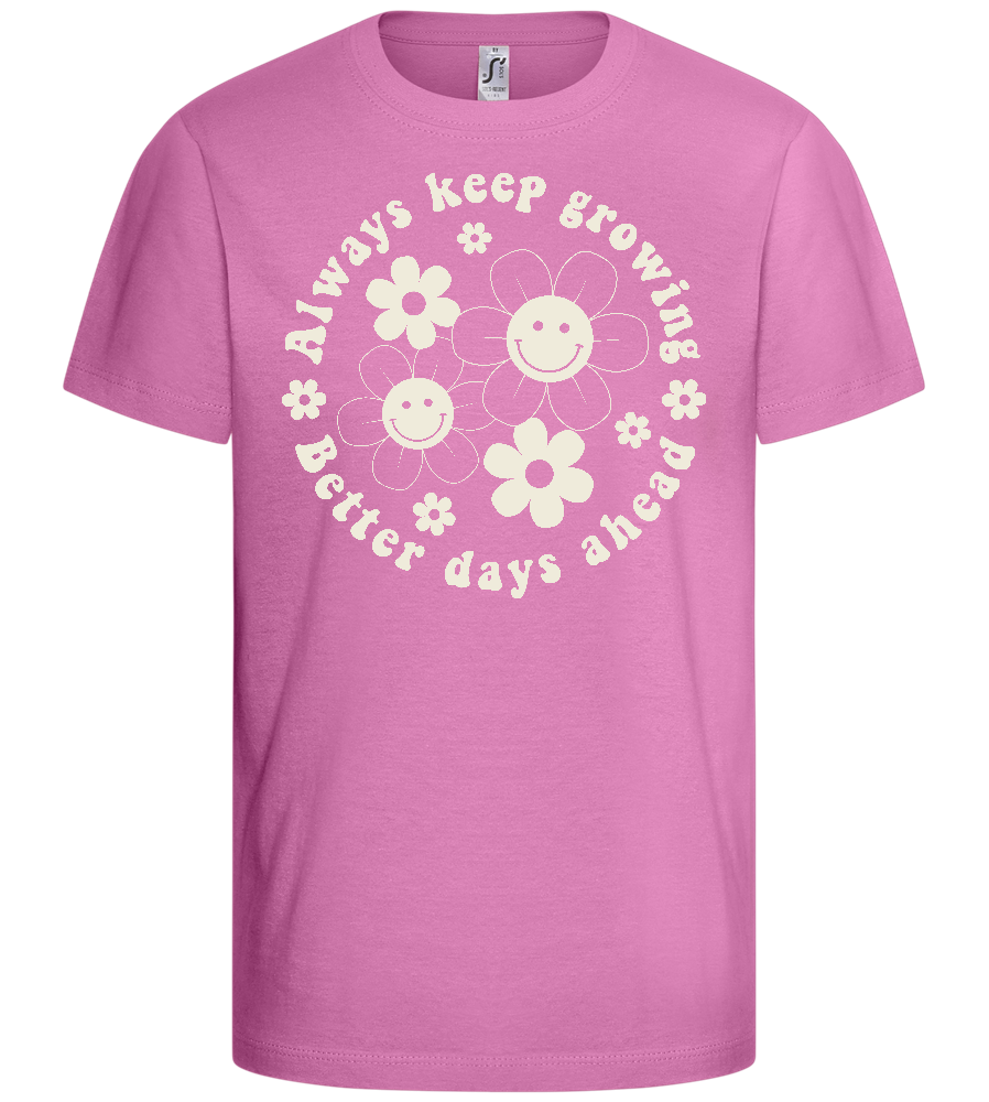 Keep Growing Smiley Design - Basic kids t-shirt_PINK ORCHID_front