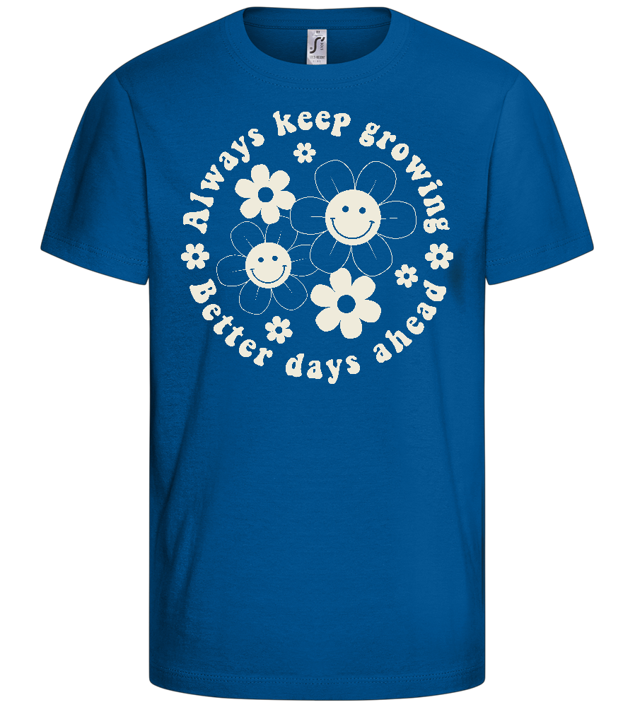 Keep Growing Smiley Design - Basic kids t-shirt_ROYAL_front