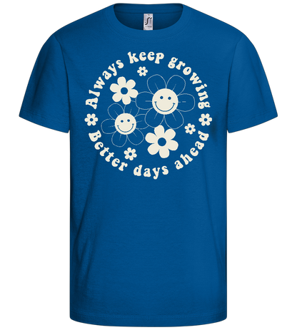 Keep Growing Smiley Design - Basic kids t-shirt_ROYAL_front